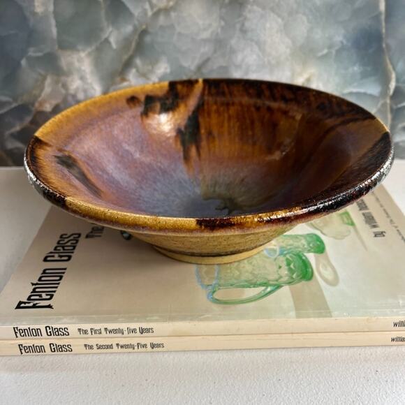 Studio Art Bowl 9" Stoneware Multicolor Dipped Bowl With Felt Bottom - Picture 4 of 12